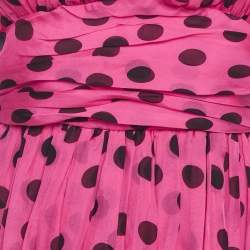 Pre Owned D&G Pink Polka Dot Silk Neck Tie Detail Mini Dress S 