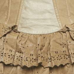 Pre Owned D&G Beige Leather Vintage Eyelet Mini Cocktail Dress M