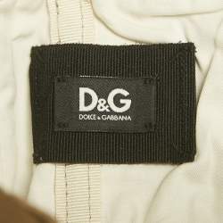 Pre Owned D&G Beige Leather Vintage Eyelet Mini Cocktail Dress M