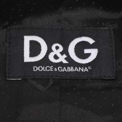 Pre Owned D&G Metallic Silver Leather Zipped Jacket M