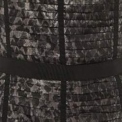 Pre Owned D & G Black /Sliver Animal Print Silk Spaghetti Strap Sheath Dress L