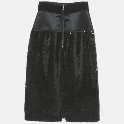 Pre Owned D&G Black Sequin & Satin Pencil Skirt XS