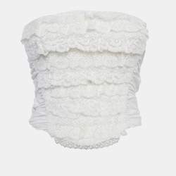 مملوكة مسبقًا D&G White Lace Trim Cotton Strapless Corset Top S