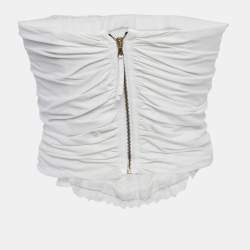 مملوكة مسبقًا D&G White Lace Trim Cotton Strapless Corset Top S