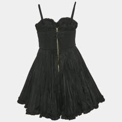 Pre Owned فستان دي آند جي قصير كرين نباتي أسود منفوش مقاس متوسط