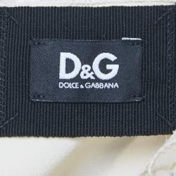 Pre Owned D&G Cream Bow Print Silk Ruffle Mini Dress S