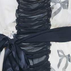 مملوكة مسبقًا D&G Cream Bow Print Silk Ruffle Mini Dress M