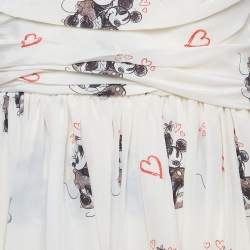 Pre Owned فسستان دي آند جي حرير بطبعة ميكي وميني ماوس برقبة هالتر مقاس صغير