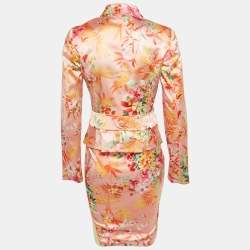 مملوكة مسبقًا طقم جاكيت وتنورة د&ج وردي مزخرف حرير مقاس وسط (ميديم)