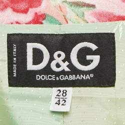 مملوكة مسبقًا طقم جاكيت وتنورة د&ج وردي مزخرف حرير مقاس وسط (ميديم)