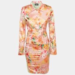 مملوكة مسبقًا طقم جاكيت وتنورة د&ج وردي مزخرف حرير مقاس وسط (ميديم)