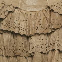 Pre Owned  D&G Beige Leather Eyelet Strapless Mini Dress M