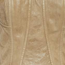 Pre Owned  D&G Beige Leather Eyelet Strapless Mini Dress M