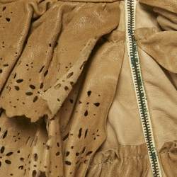 Pre Owned  D&G Beige Leather Eyelet Strapless Mini Dress M