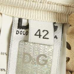 Pre Owned  D&G Beige Leather Eyelet Strapless Mini Dress M