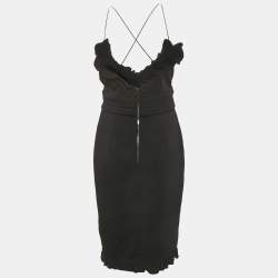 Pre Owned D&G Black Stretch Crepe Frill Detail Mini Dress M