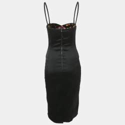 مملوكة مسبقًا D&G Black Satin Strappy Sheath Dress S