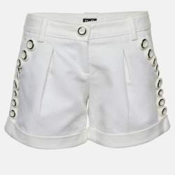 Pre Owned شورت دولتشي أند غابانا قطني أبيض بتفاصيل أ زرار مقاس صغير (سمول)