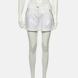 Pre Owned D&G White Cotton Button Detail Shorts S