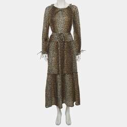 مملوكة مسبقًا طقم بلوزة وتنورة د&ج بني طباعة ليوبارد قطن مقاس صغير/وسط (سمول/ميديوم)