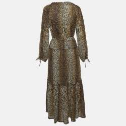 مملوكة مسبقًا طقم بلوزة وتنورة د&ج بني طباعة ليوبارد قطن مقاس صغير/وسط (سمول/ميديوم)