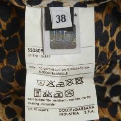 مملوكة مسبقًا طقم بلوزة وتنورة د&ج بني طباعة ليوبارد قطن مقاس صغير/وسط (سمول/ميديوم)