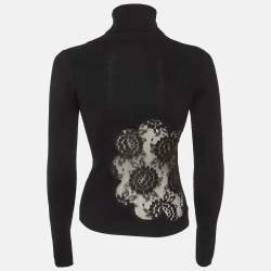 مملوكة مسبقًا بلوڤر دي أند جي صوف عنق سلحفاة حاشية دانتيل شفاف أسود مقاس وسط (ميديم)