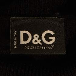 مملوكة مسبقًا بلوڤر دي أند جي صوف عنق سلحفاة حاشية دانتيل شفاف أسود مقاس وسط (ميديم)