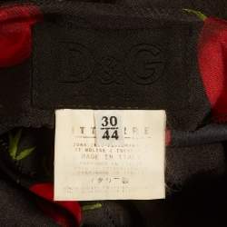 Pre Owned D&G Black Fruits Print Satin Sheath Dress M