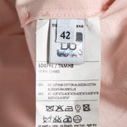 Pre Owned D&G Peach Cotton Pleated Belted Sleeveless Dress M