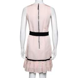 Pre Owned D&G Peach Cotton Pleated Belted Sleeveless Dress M