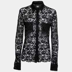 D&G Black Lace Pocketed Button Front Shirt M