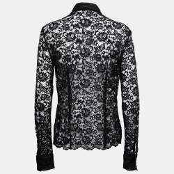 D&G Black Lace Pocketed Button Front Shirt M