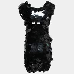 D&G Black Oversized Sequin Embellished Wool Sleeveless Short Dress S