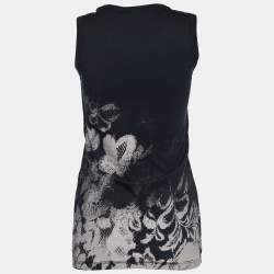 D&G Vintage Black Jersey Lace Foil Print Tank Top XS