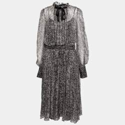 Pre Owned D&G Multicolor Sequin Printed Silk Chiffon Midi Dress L