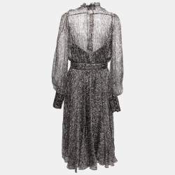 Pre Owned D&G Multicolor Sequin Printed Silk Chiffon Midi Dress L