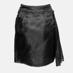 Pre Owned D&G Black Organza Pleated Paneled Skirt L