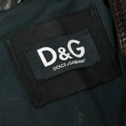 Pre Owned D&G Brown Leather Long Sleeve Jacket S