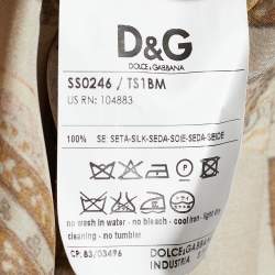 Pre Owned D&G Brown Paisley Print Silk Satin Ruffled Blouse M