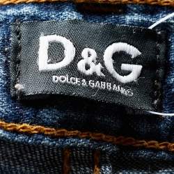 Pre Owned D&G  Blue Denim Ruched Wide Leg Jeans Jeans M/Waist 34"