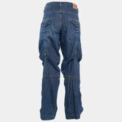 Pre Owned D&G  Blue Denim Ruched Wide Leg Jeans Jeans M/Waist 34"