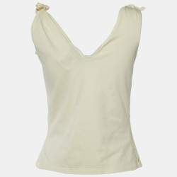 Pre Owned D&G Cream Blanca Rosa Printed Cotton Top L