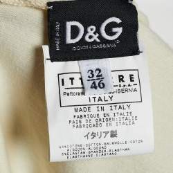 Pre Owned D&G Cream Blanca Rosa Printed Cotton Top L