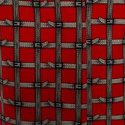D&G Vintage Red Belt Print Corduroy Leather Trim Coat S