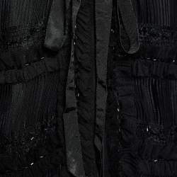 Pre Owned D&G Black Lace & Tulle Bead Embellished Tie Detail Jacket M