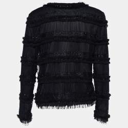 Pre Owned D&G Black Lace & Tulle Bead Embellished Tie Detail Jacket M