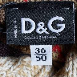 D&G Brown Argyle & Chunky Knit Turtleneck Sweater XL