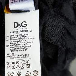 D&G Black Silk & Mesh Ruffled Neck Tie Cropped Cape Jacket M