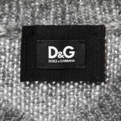 Pre Owned D&G Grey Mohair Wool Contrast Lace Cardigan M